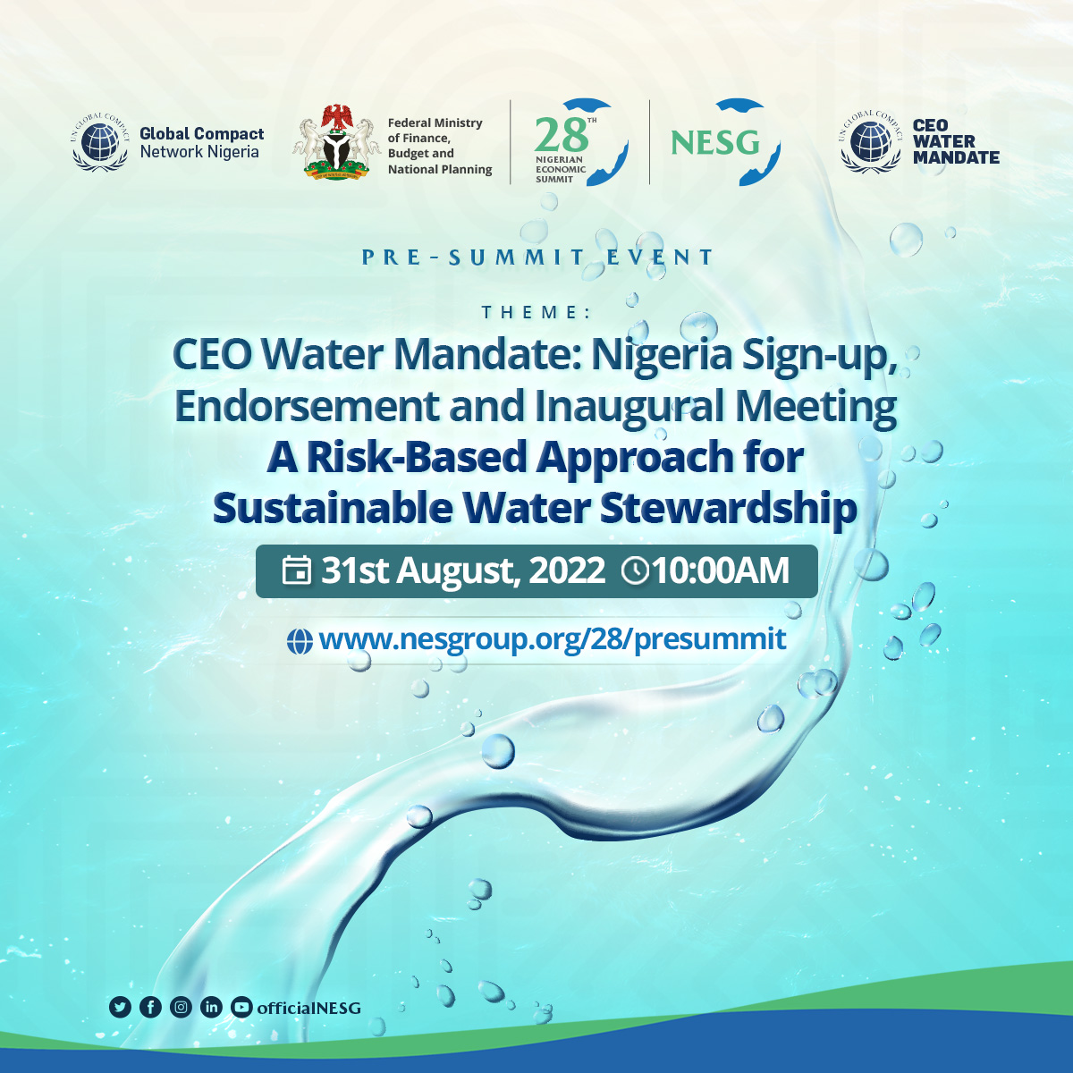 NESG, UNGC hold CEO Water Mandate Inaugural Meeting,  The Nigerian Economic Summit Group
